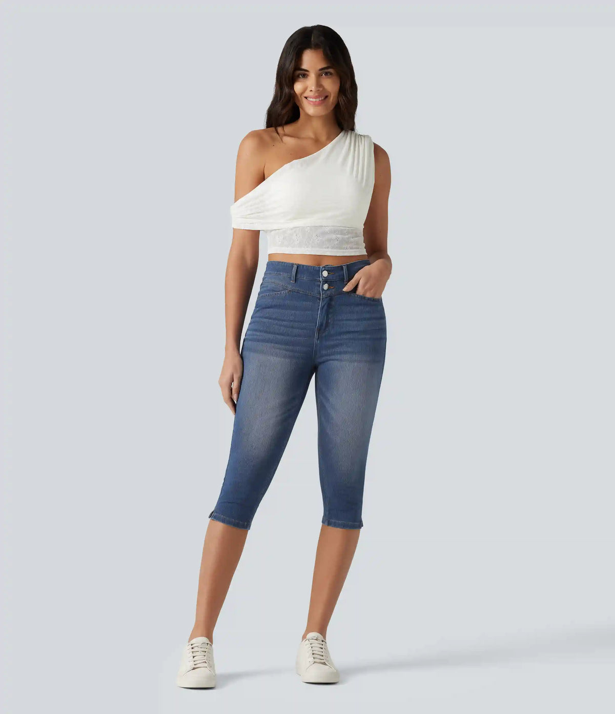 Halara Flex™ High Waisted Split Capri Casual Slim Jeans with Pockets