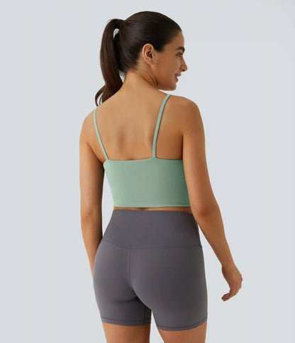 Basic Padded Workout Cropped Low Support Tank Top A-D Cups