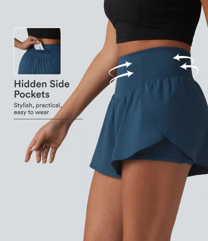 SoftlyZero™ Airy High Waisted Tummy Control 2-in-1 Curved Hem InstantCool Yoga Shorts 3'' with Pockets