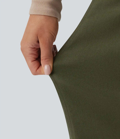 Mid Rise Work Barrel Leg Pants with Pockets
