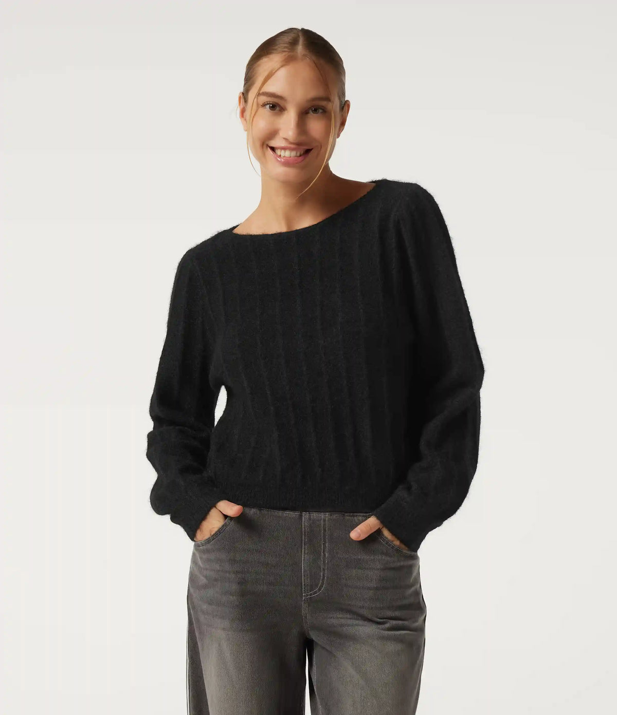 Boat Neck Long Sleeve Casual Sweater
