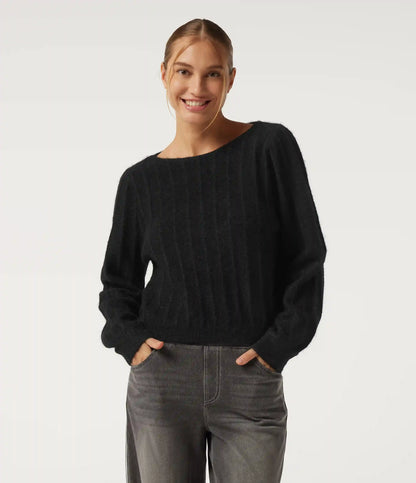 Boat Neck Long Sleeve Casual Sweater