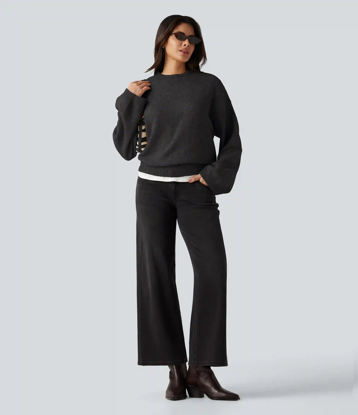 Stand Collar Long Sleeve Work Sweater