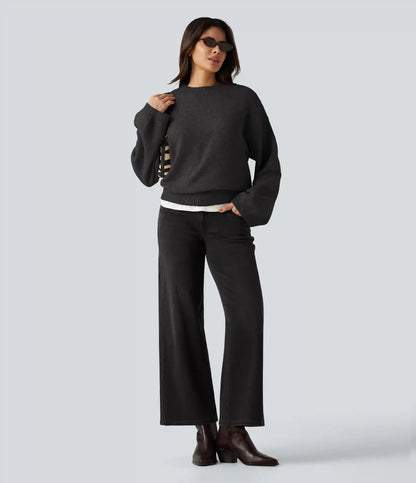 Stand Collar Long Sleeve Work Sweater