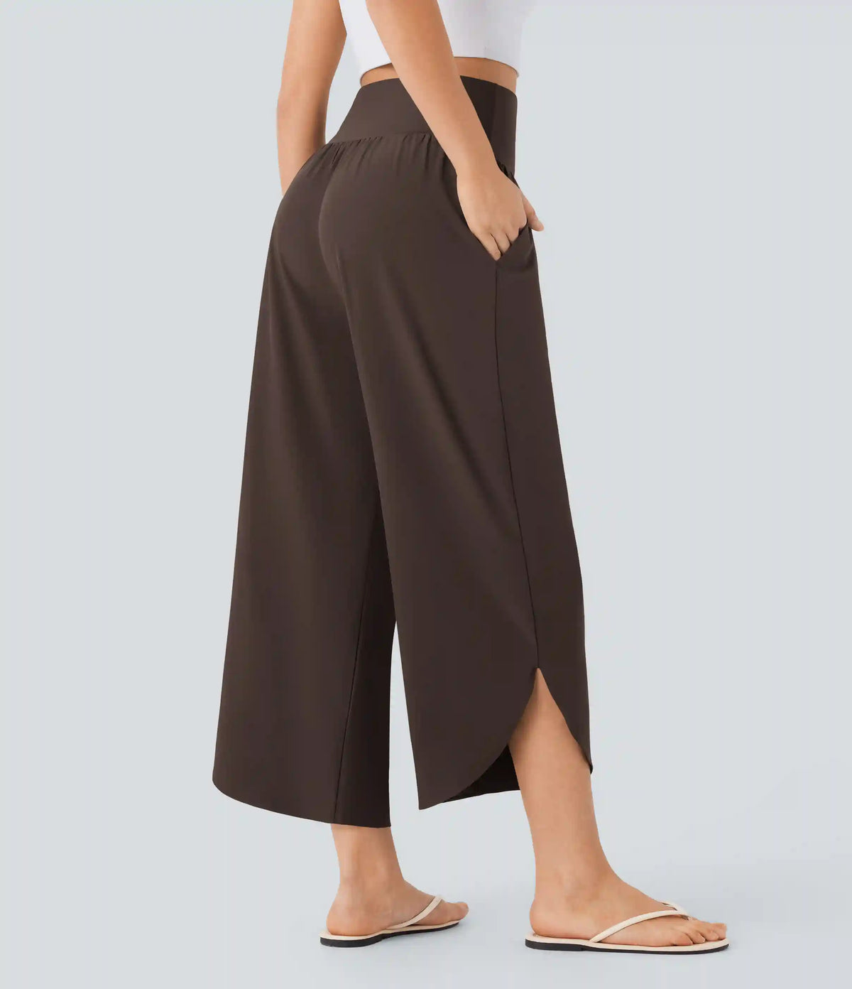 Breezeful™ High Waisted Tummy Control Split Hem Quick Dry Resort Pants with Pockets