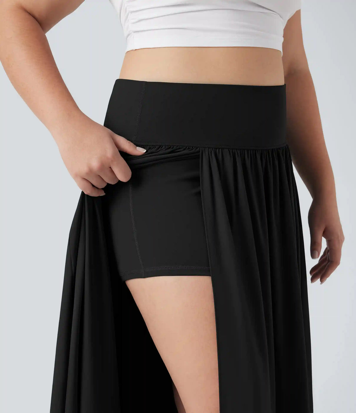 Breezeful™ High Waisted Tummy Control 2-in-1 Flowy Quick Dry Maxi Plus Size Skirt