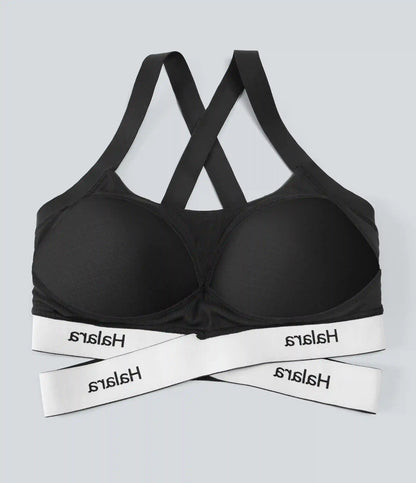 Halara UltraSculpt™ Medium Support U Neck Crossover Training Sports Bra with Non-Removable Pad