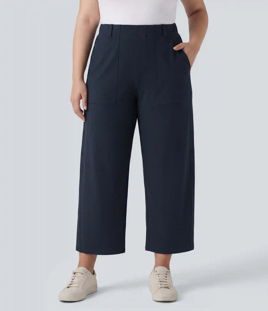Plus Size DayStretch High Waisted Barrel Leg Casual Pants with Pockets