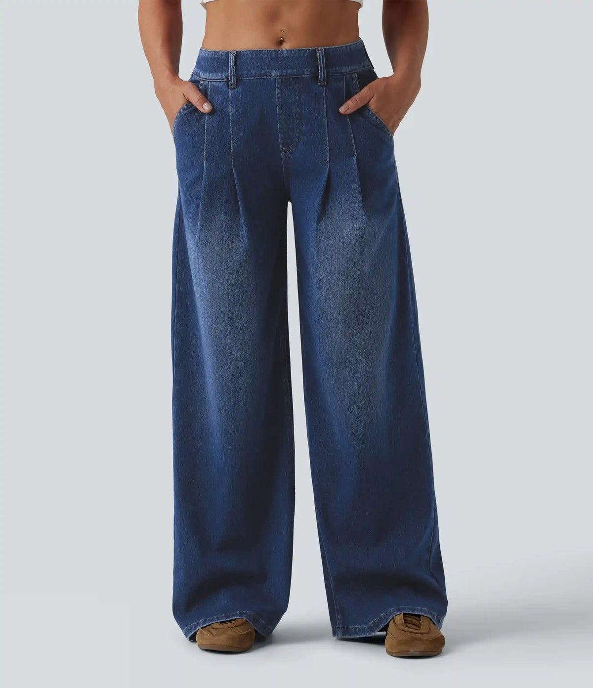 Halara Flex™ Mid Rise Wide Leg Casual Jeans with Pockets