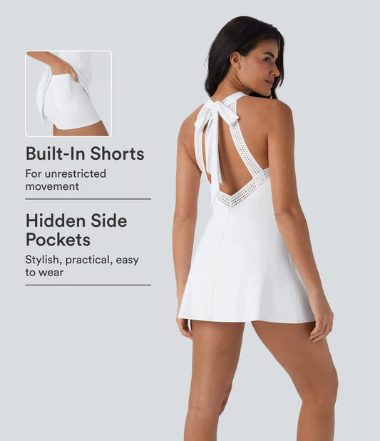SoftlyZero™ Airy Tie Back 2-in-1 InstantCool Mini Yoga Active Dress with Pocket