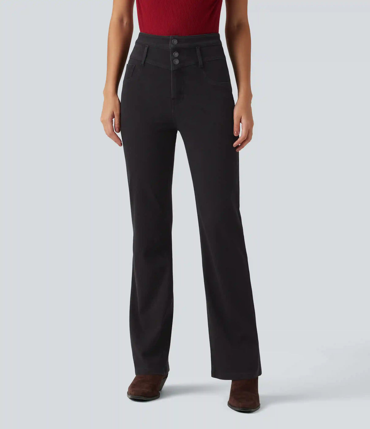 Halara Flex™ Mid Rise Tummy Control Bootcut Casual Jeans with Pockets