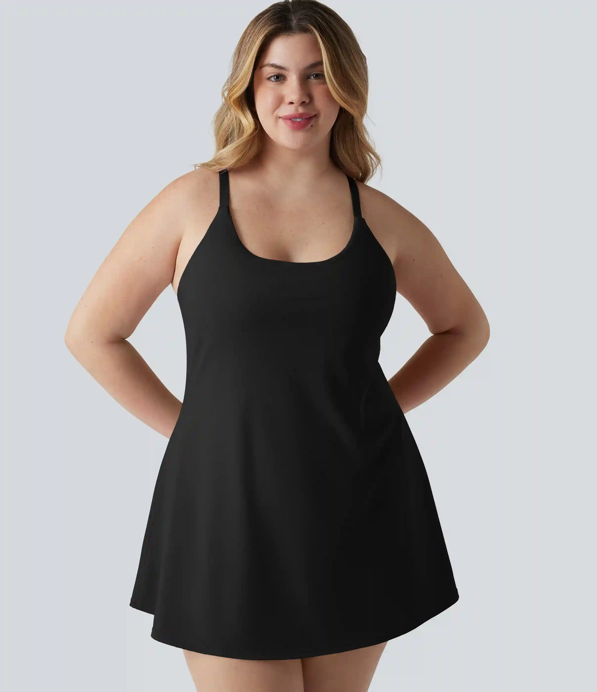 SoftlyZero™ Plush Push-Up Adjustable Straps Crisscross Backless Built-in Bra Dance Plus Size Active Dress-Easy Peezy Edition