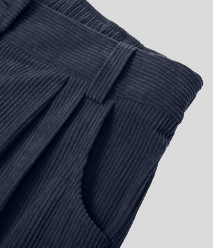 Mid Rise Zipper Pocket Corduroy Casual Pants