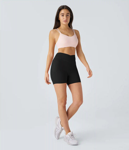 SoftlyZero™ Plush High Waisted Crossover Ruched Yoga Shorts 5''