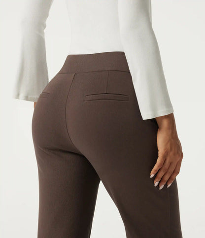 High Waisted Bootcut Work Cotton Pants with Pockets
