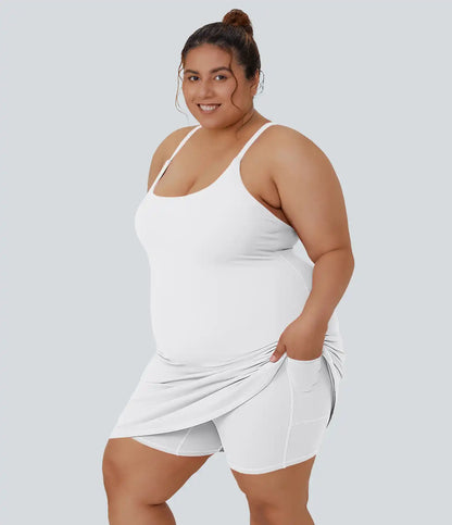 Everyday SoftlyZero™ Plush 2-in-1 Flare Plus Size Activity Dress-Wannabe-Longer Length