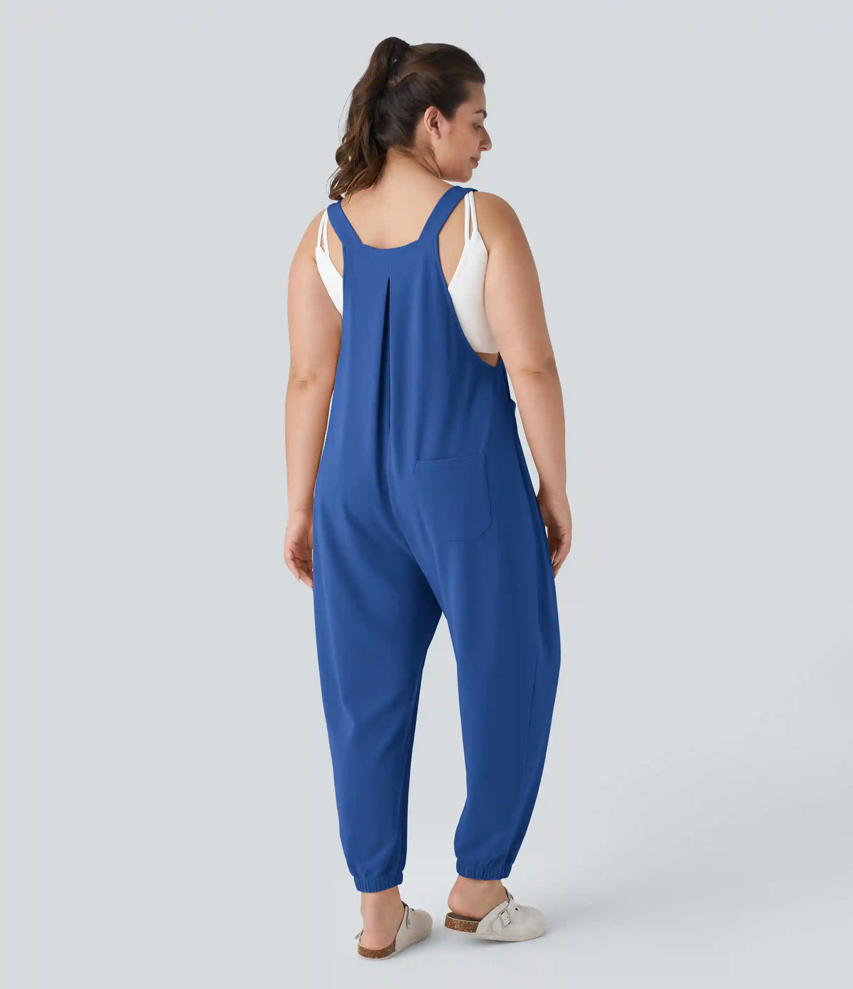 Pockets Waffle Casual Plus Size Jogger Overalls