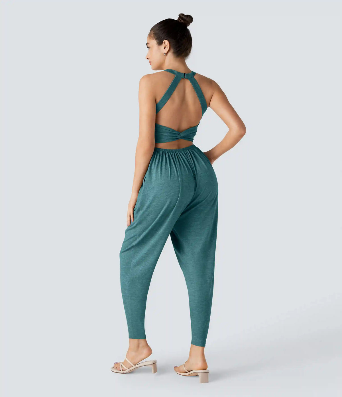 U Neck Pocket Harem Casual Jumpsuit-Easy Peezy Edition