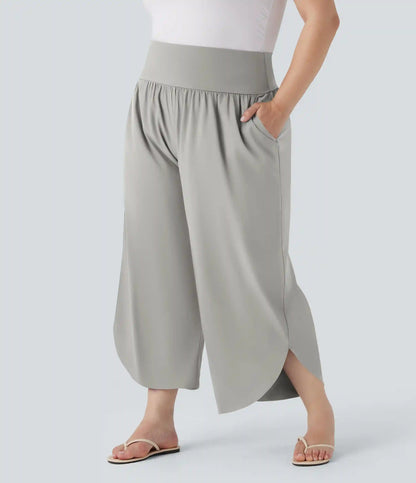 Plus Size Breezeful™ High Waisted Tummy Control Hem Quick Dry Pants with Pockets