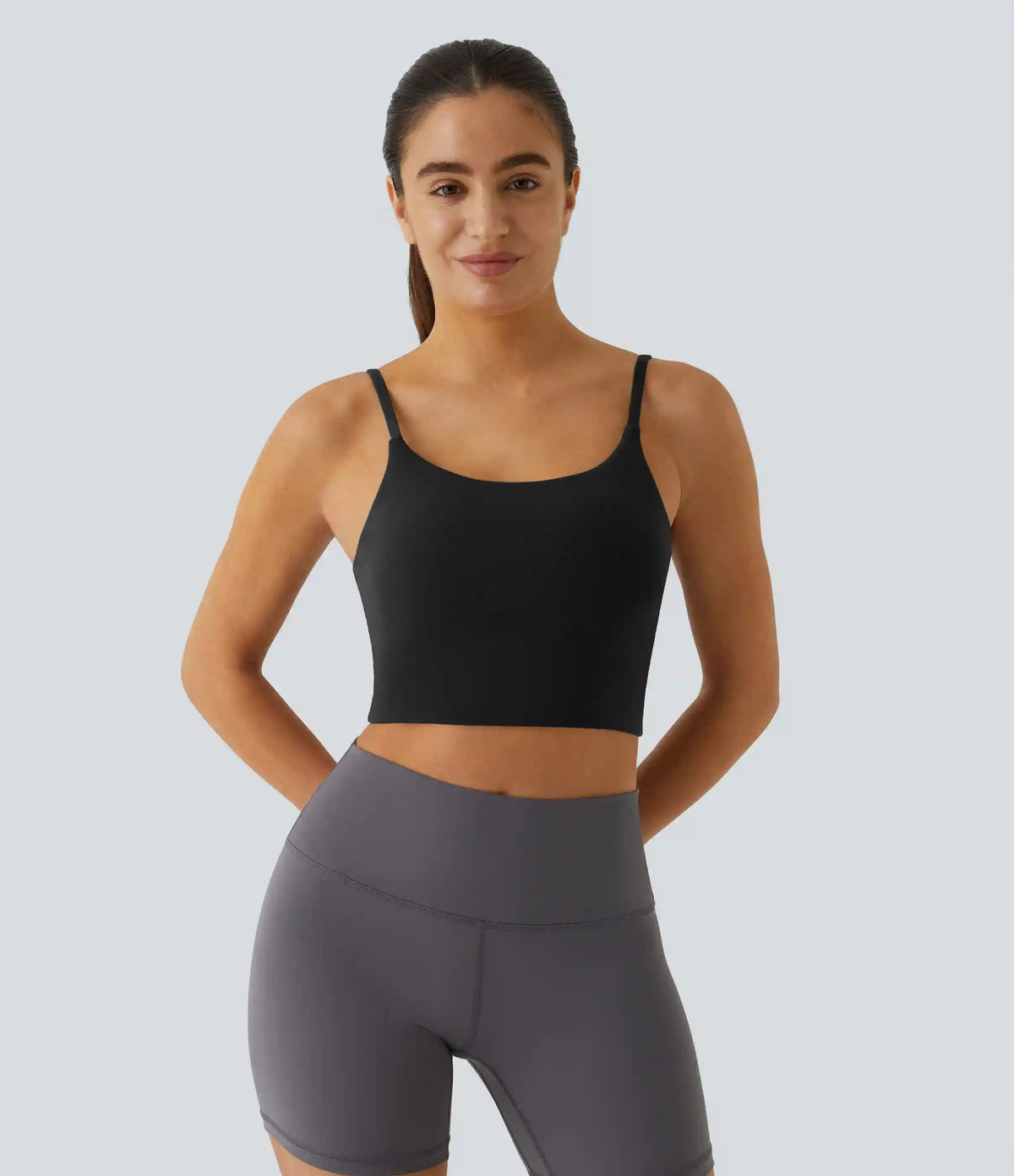 Basic Padded Workout Cropped Low Support Tank Top A-D Cups