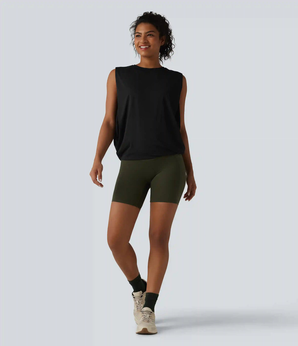Round Neck Crossover InstantCool Yoga Tank Top-UPF50+