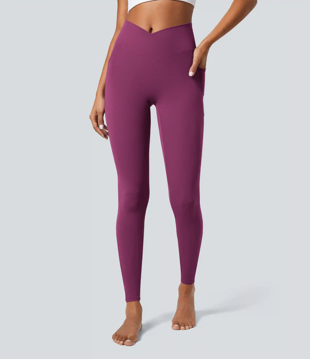 SoftlyZero™ Crossover Pocket Plain Leggings