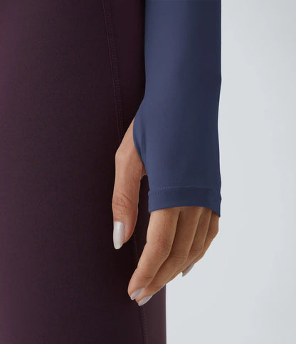 Solid Thumb Hole Cropped Yoga Sports Top
