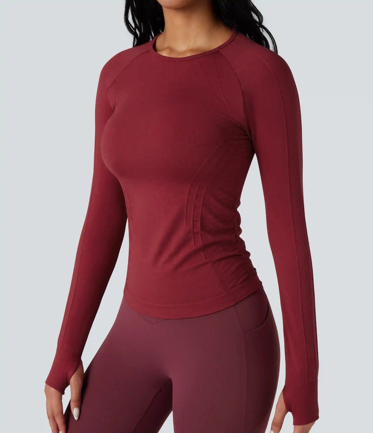 OneForm Seamless Flow Round Neck Long Sleeve Thumb Hole Yoga Sports Top