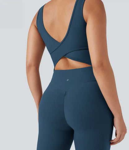 Halara UltraSculpt™ V Neck Tummy Control Butt Lifting Workout Jumpsuit with Pockets