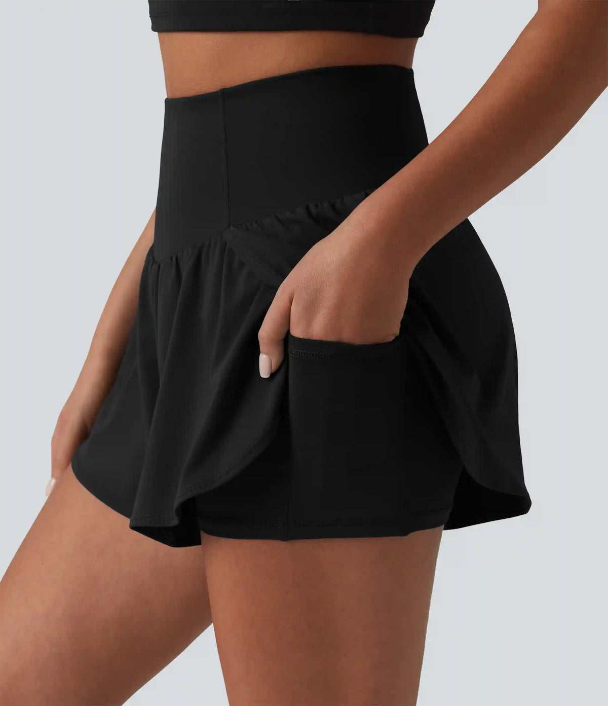 SoftlyZero™ Airy High Waisted Tummy Control 2-in-1 Curved Hem InstantCool Yoga Shorts 3'' with Pockets