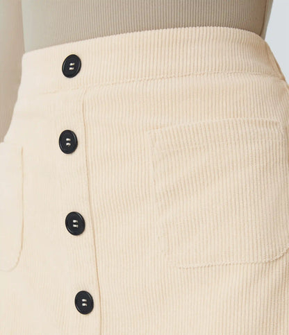 High Waisted Pocket Zipper 2-in-1 Corduroy Mini Casual Skirt