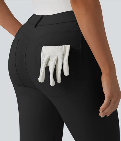Mid Rise Quick Dry Golf Slim Pants-Golf Tee Pocket-UPF40+