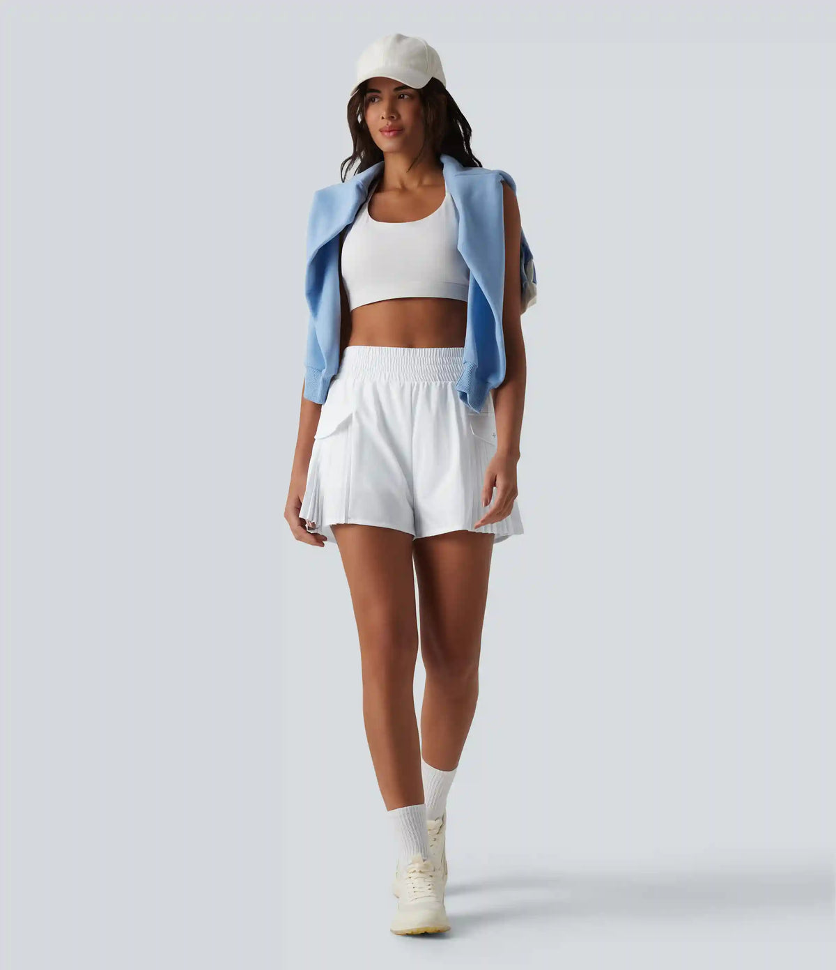 Breezeful™ High Waisted Pleated 2-in-1 Quick Dry Hiking Baggy Shorts with Pockets