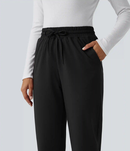 High Waisted Drawstring Casual Joggers with Pockets