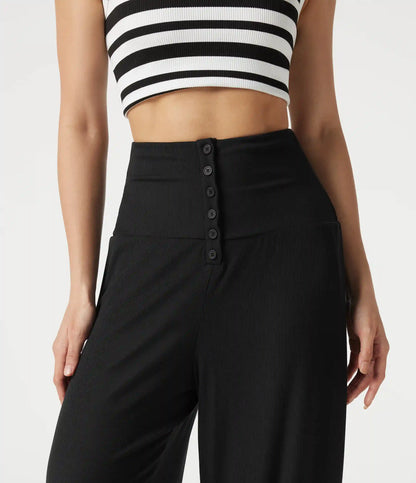 High Stretch Ribbed High Waisted Tummy Control Casual Joggers with Pockets