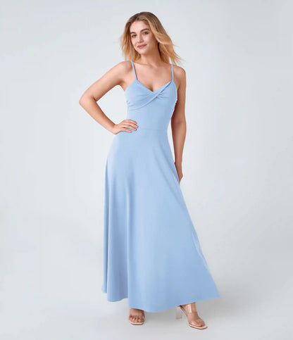 U Back Flare Flowy Maxi Slip Dress