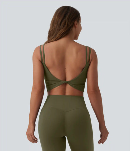 Halara UltraSculpt™ Double Straps Twisted Backless Cropped Built-in Bra Yoga Tank Top DD-F Cups