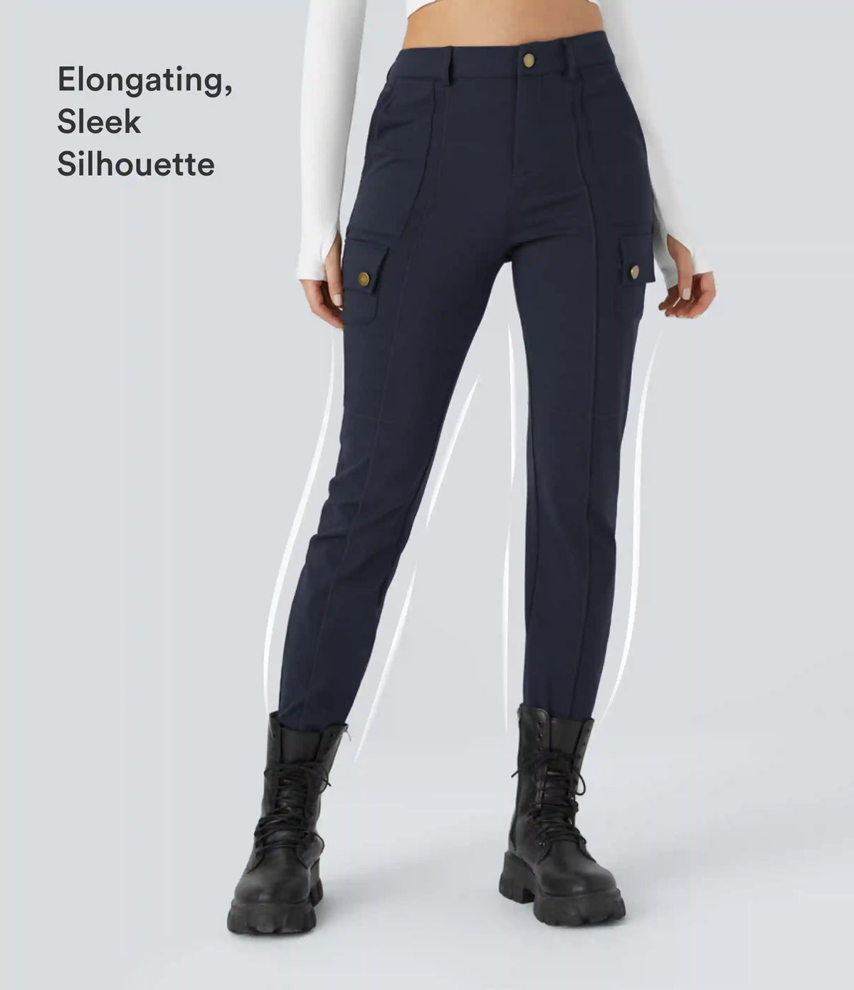 DayStretch High Waisted Zipper Pockets Solid Skinny Cargo Pants
