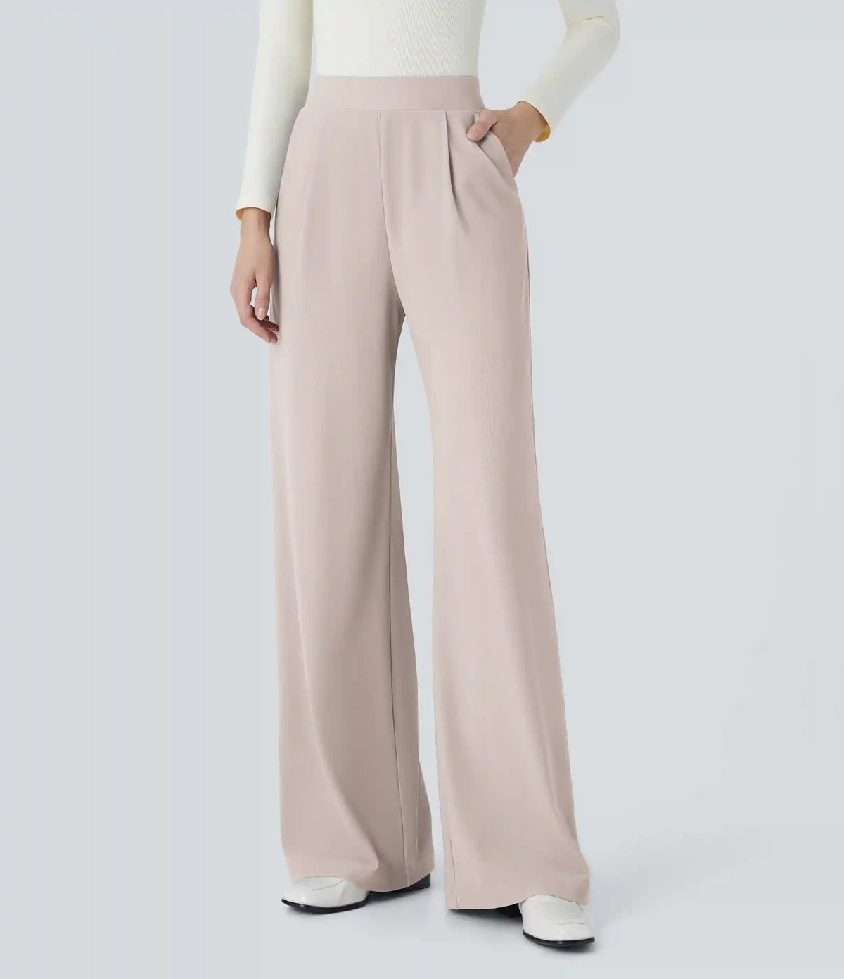 Halara Flex™ High Waisted Body Sculpt Waist-Slimming Pocket Wide Leg Micro Waffle Work Pants
