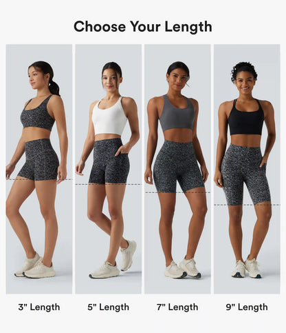 Halara UltraSculpt™ Leopard Print High Waisted Tummy Control Training Biker Shorts 7'' with Pockets
