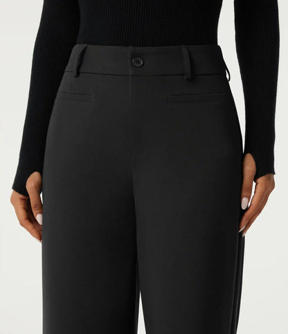 High Waisted Straight Leg Work Pants with Pockets