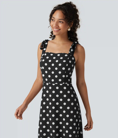 Square Neck Polka Dot Maxi Tank Dress