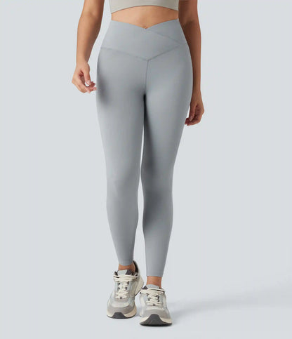 SoftlyZero™ Crossover High Waisted Yoga 7/8 Leggings with Pocket