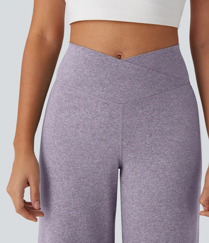 Crossover High Waisted Pocket Wide Leg Yoga Pants