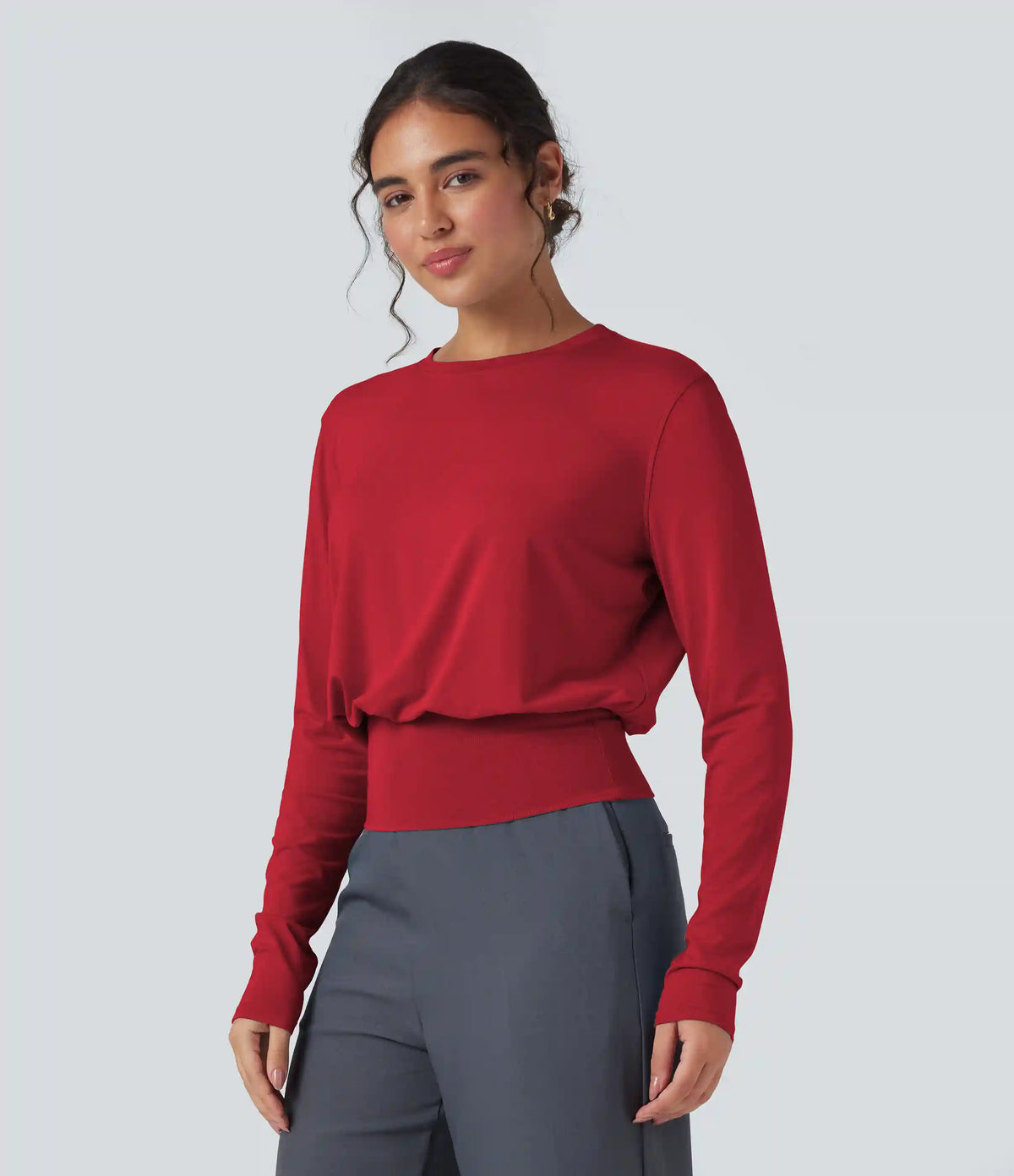 Round Neck Long Sleeve Work Top