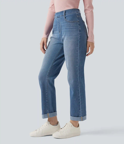 Halara Flex™ High Waisted Rolled Hem Casaul Slim Jeans with Pockets