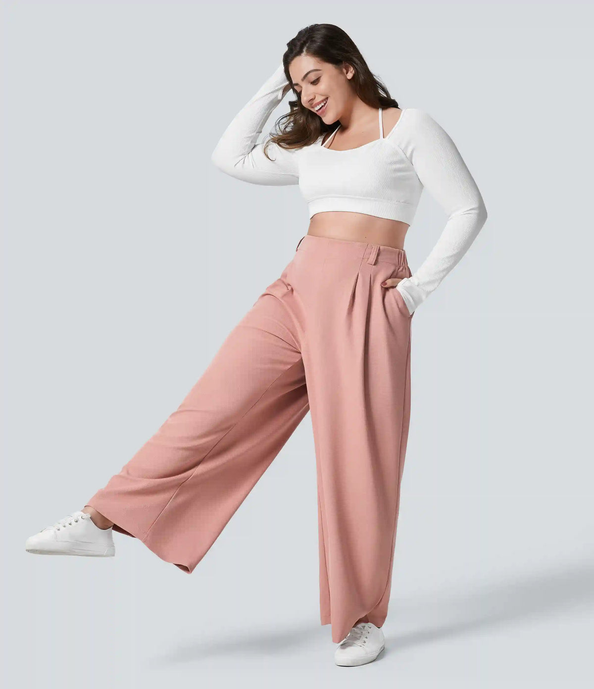 Halara Flex™ High Waisted Pocket Wide Leg Waffle Work Plus Size Pants