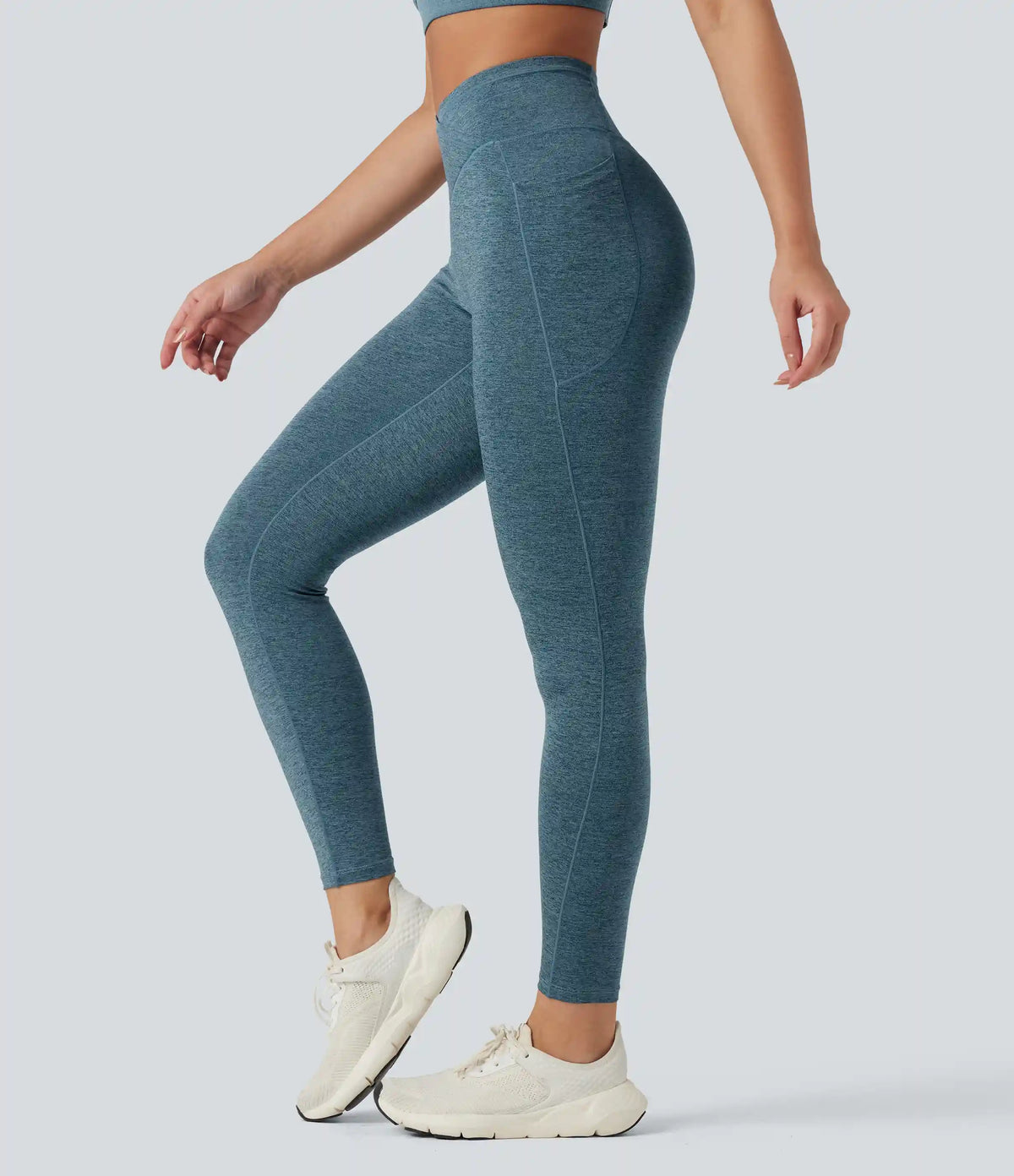 Halara UltraSculpt™ Heathered High Waisted Crossover Quick Dry Yoga Leggings with Pockets