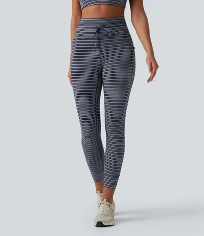 Halara UltraSculpt™ Jacquard Stripe High Waisted Drawstring Yoga Leggings with Pockets