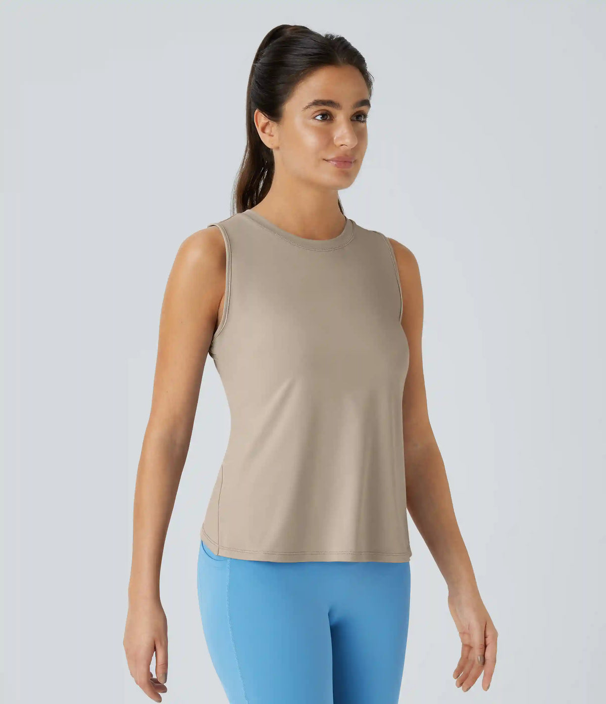 Cut Out Crossover Hem Solid Yoga Tank Top